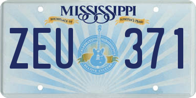 MS license plate ZEU371