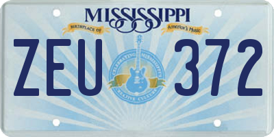 MS license plate ZEU372
