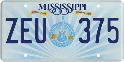 MS license plate ZEU375