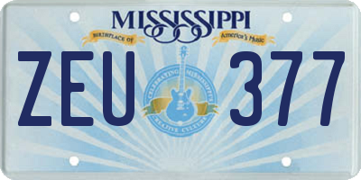 MS license plate ZEU377