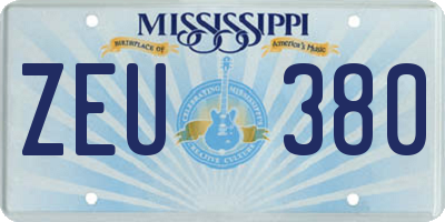 MS license plate ZEU380