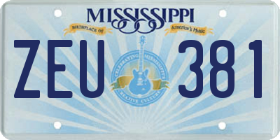 MS license plate ZEU381