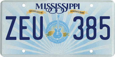 MS license plate ZEU385