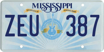 MS license plate ZEU387