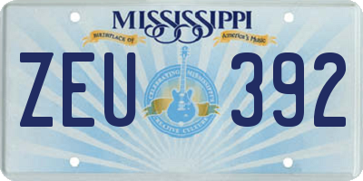 MS license plate ZEU392