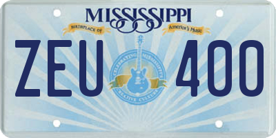 MS license plate ZEU400