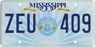 MS license plate ZEU409