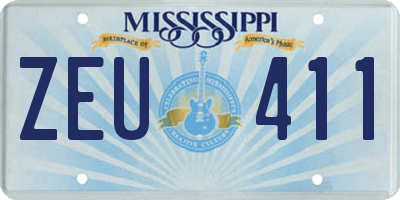 MS license plate ZEU411