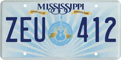 MS license plate ZEU412
