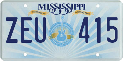 MS license plate ZEU415