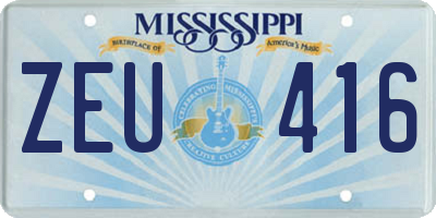 MS license plate ZEU416