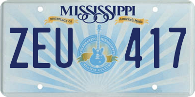 MS license plate ZEU417