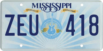 MS license plate ZEU418