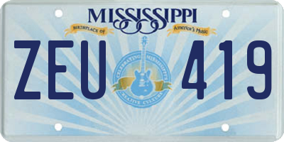 MS license plate ZEU419