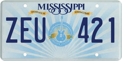 MS license plate ZEU421