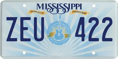 MS license plate ZEU422