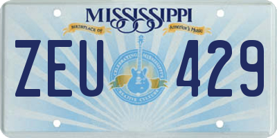 MS license plate ZEU429