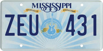 MS license plate ZEU431