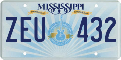 MS license plate ZEU432