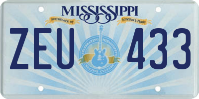 MS license plate ZEU433