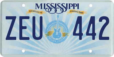 MS license plate ZEU442
