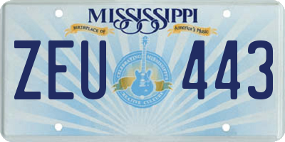 MS license plate ZEU443