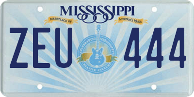MS license plate ZEU444