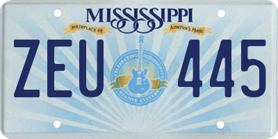MS license plate ZEU445