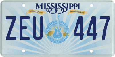 MS license plate ZEU447