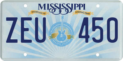 MS license plate ZEU450