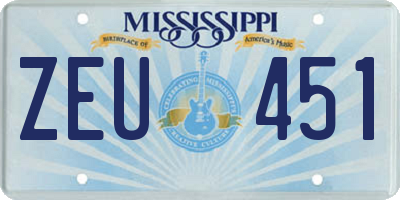 MS license plate ZEU451