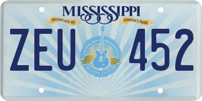 MS license plate ZEU452