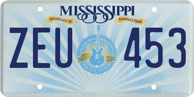 MS license plate ZEU453