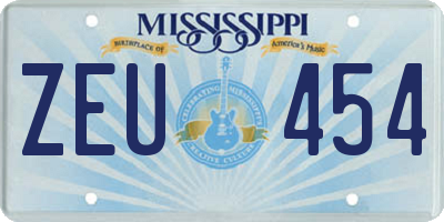 MS license plate ZEU454