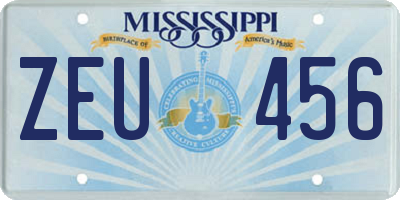 MS license plate ZEU456