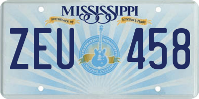 MS license plate ZEU458