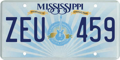 MS license plate ZEU459