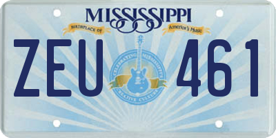 MS license plate ZEU461