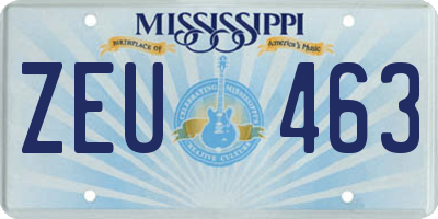 MS license plate ZEU463