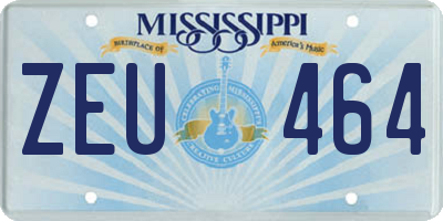 MS license plate ZEU464