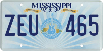 MS license plate ZEU465