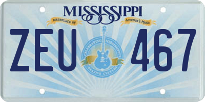 MS license plate ZEU467