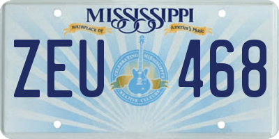 MS license plate ZEU468