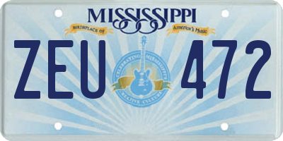 MS license plate ZEU472