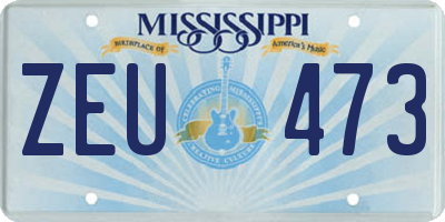 MS license plate ZEU473