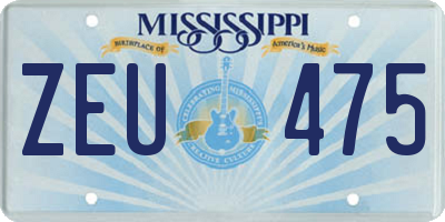 MS license plate ZEU475