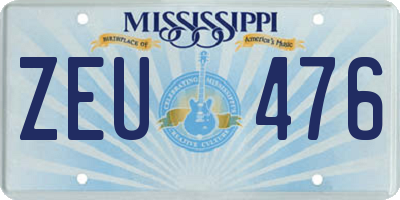 MS license plate ZEU476