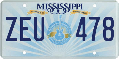 MS license plate ZEU478