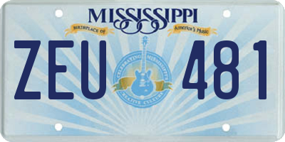 MS license plate ZEU481