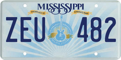 MS license plate ZEU482